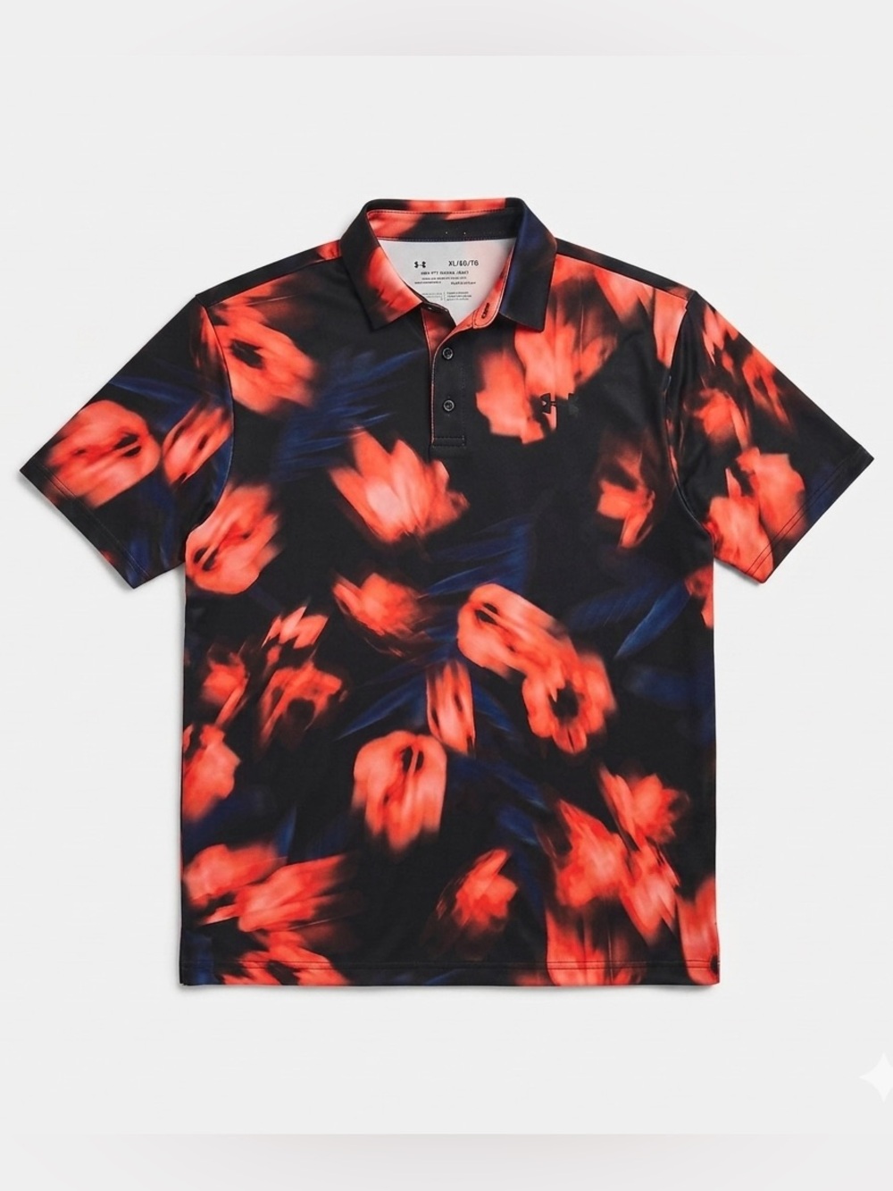 Under Armour Men’s Black Polo with Red Floral Accent